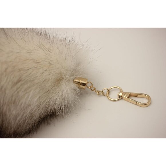 ⚡White Gray Fox Tail Fur Cosplay Toy HOOK Handbag Accessery Fashion Charm - Picture 5 of 9